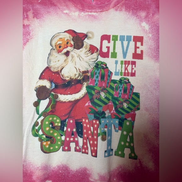 Give Like Santa Red Christmas Short Sleeve Tee - Picture 3 of 4